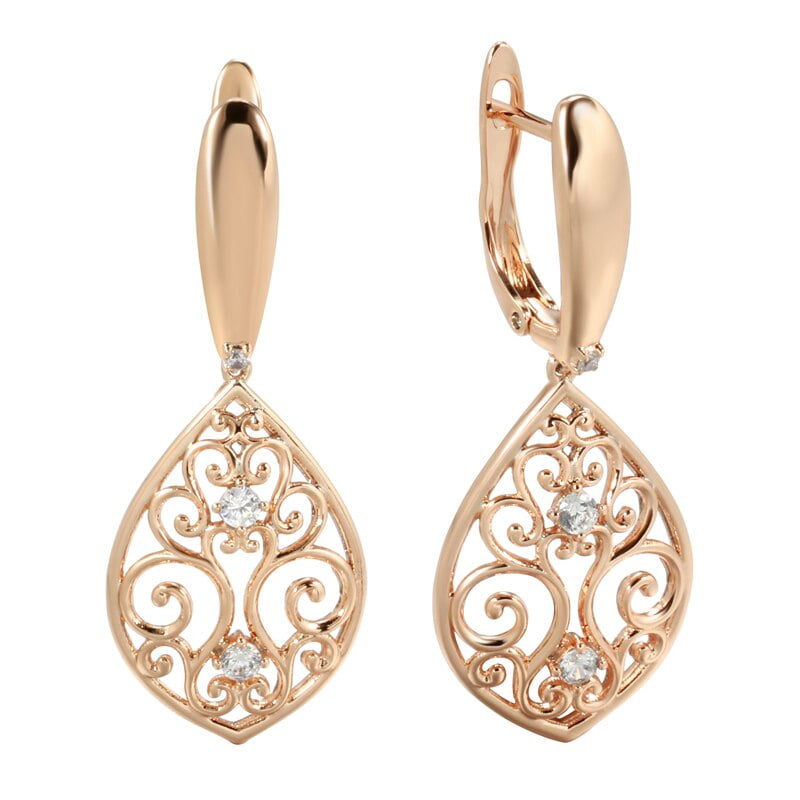 Boucles d'oreilles pendantes en or rose