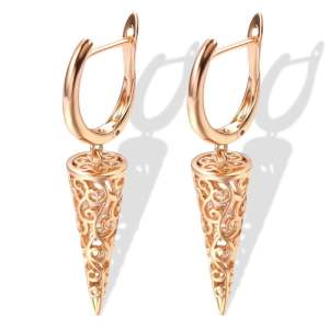 Boucles d'oreilles pendantes vintage en or rose