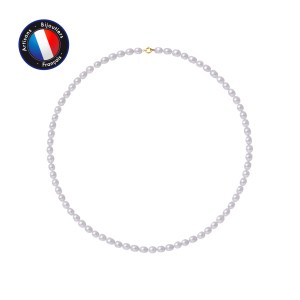 Collier Perles de Culture d'Eau Douce Riz Violet Or Jaune
