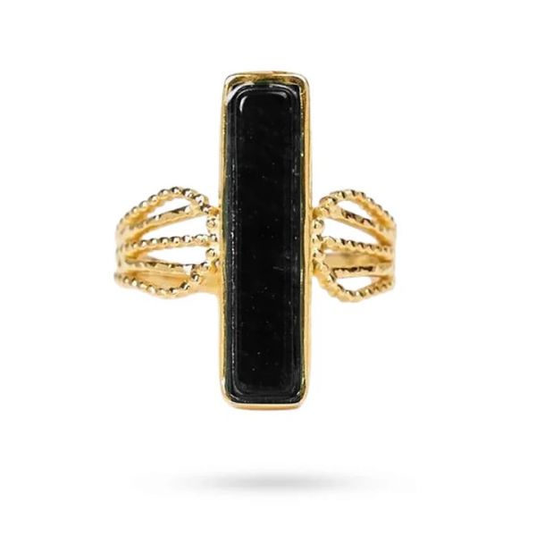 Bague Charlotte – Acier Inoxydable & Agate Noire