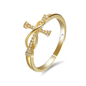 Bague Croix Infini Dorée – Éclat Éternel