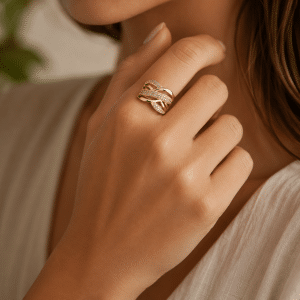 Bague Dorée Éclats Croisés