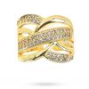 Bague Dorée Éclats Croisés – Zirconiums & Élégance Ajustable
