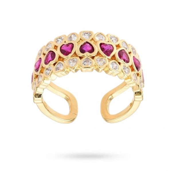 Bague Passion – Coeurs Sertis et Dorure d’Exception