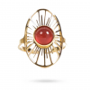 Bague Soleil – Acier Doré et Agate Rouge