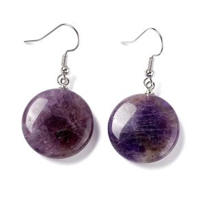 Boucles d’Oreilles Équilibre – Améthyste & Acier Inoxydable