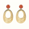 Boucles d’Oreilles Marie – Acier Inoxydable Doré & Pierre de Soleil