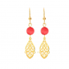 Boucles d’Oreilles Orientales Dorées – Pierre Naturelle Rouge