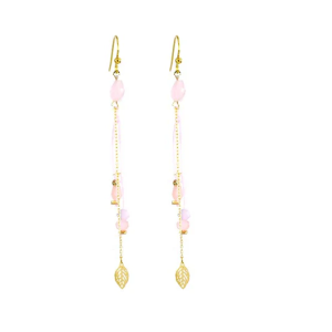 Boucles d’Oreilles Pendantes Douce Romance – Acier inoxydable et gemmes roses