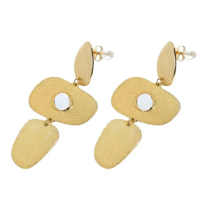 Boucles d’Oreilles Zoé – Acier Inoxydable Doré et Nacre