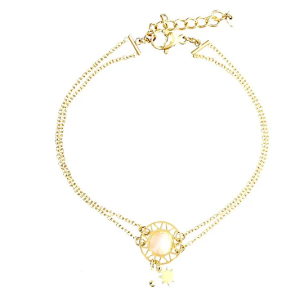 Bracelet Étoile de Lune – Acier Doré & Pierre Naturelle