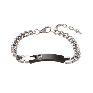 Bracelet Homme Croix et Zircon – Force et Foi en Acier