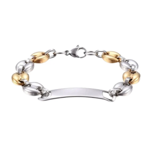 Bracelet Homme Gourmette – Grains de Café Bicolore