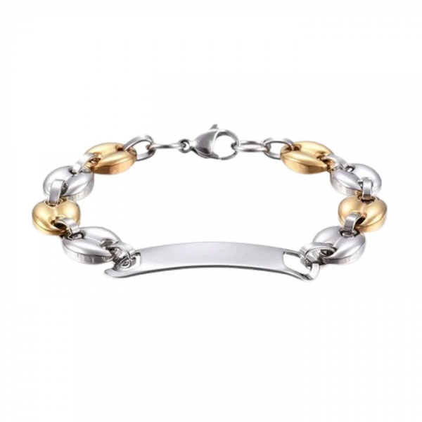 Bracelet Homme Gourmette – Grains de Café Bicolore