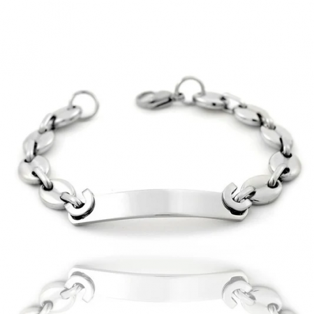 Bracelet Homme – Acier Inoxydable 316L Grain de Café Argenté