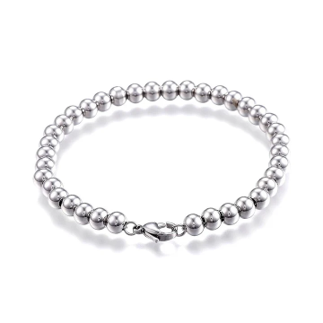 Bracelet Minimal – Acier Inoxydable Argenté à Billes
