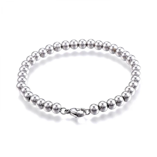 Bracelet Minimal – Acier Inoxydable Argenté à Billes