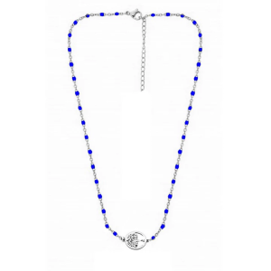 Collier Arbre de Vie – Perles Bleues & Acier Inoxydable