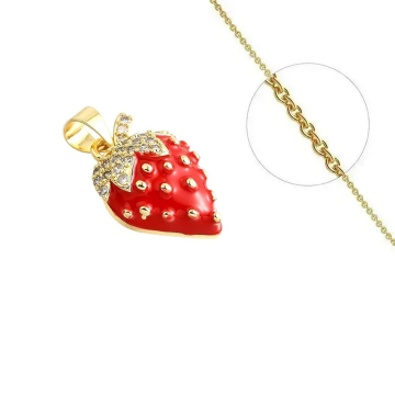 Collier Enfant – Fraise Dorée en Zirconiums
