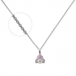 Collier Enfant – Petit Caniche Rose en Rhodium