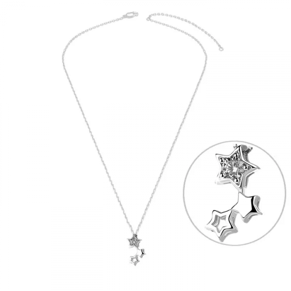 Collier Lignée d’Étoiles – Argent 925 & Oxyde de Zirconium