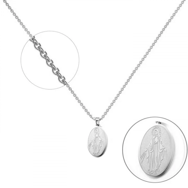 Collier Médaille Vierge Marie Argenté