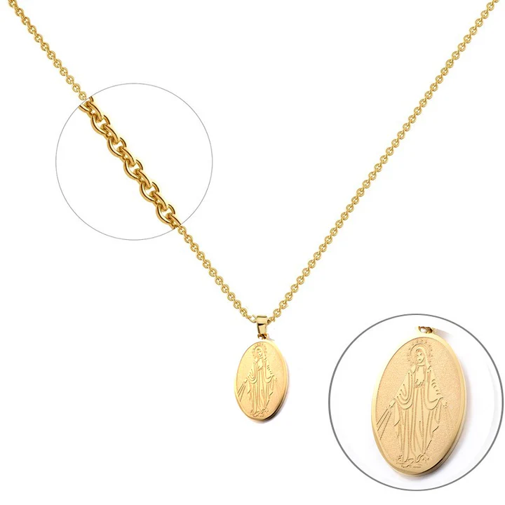 Parure Argent Médaille Vierge Marie Strass - Chaîne Et Médaille, Culte Chrétien, Cadeau Religieux