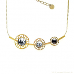 Collier Trio Flocon – Acier Doré 316 & Pierre Naturelle