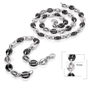 Parure Homme – Grains de Café Noir & Gris