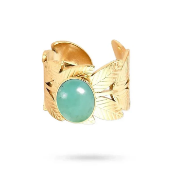 Bague Acier Doré Amazonite
