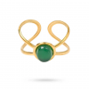 Bague Acier Doré & Onyx Verte