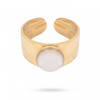 Bague Acier Doré & Pierre de Jade
