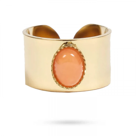 Bague Acier Doré & Pierre du Soleil