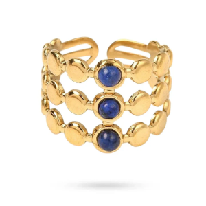 Bague Acier inoxydable Pierre naturelle Lapis Lazuli