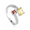 Bague Argent 925 Pierres Jaune et Orangé