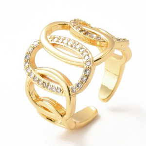 Bague Chaînes Imbriquées Plaqué Or