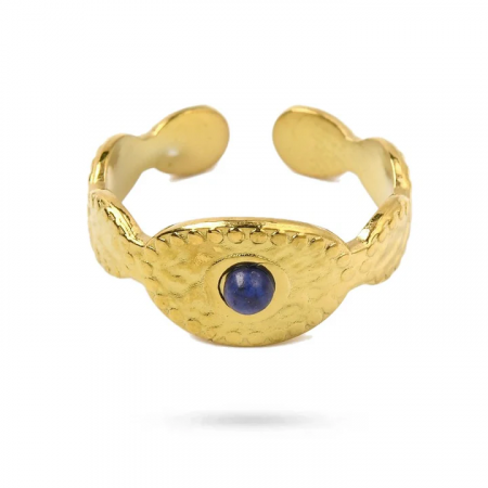 Bague Dorée Ovale Lapis Lazuli Naturel