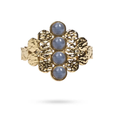 Bague Éclat Minéral – Acier Inoxydable Doré & Sodalite