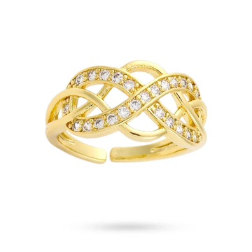 Bague Entrelacée Infini Zirconiums Plaqué Or