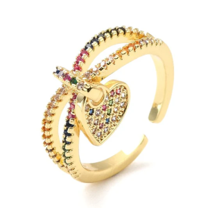 Bague Femme Breloque Coeur Plaqué Or