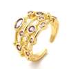 Bague Femme Réglable Plaqué Or Multitude de Zircons