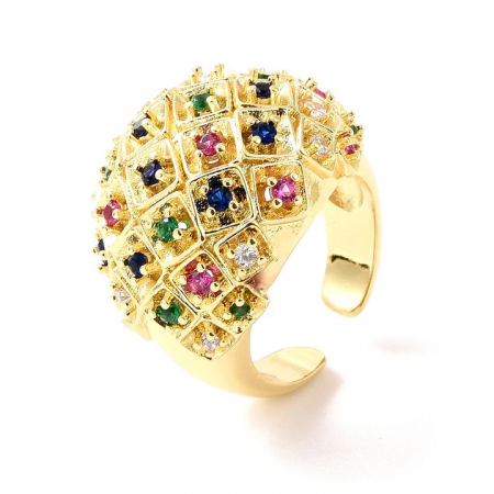 Bague Femme – Dôme Plaqué Or Zirconiums