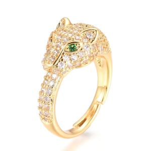 Bague Léopard Plaqué Or et Zirconiums