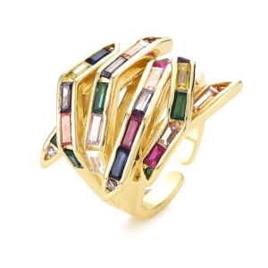 Bague Multicolore Audacieuse – Plaqué Or