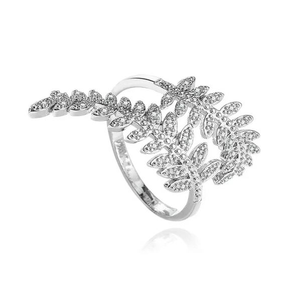 Bague Réglable Argent 925 Feuille scintillante