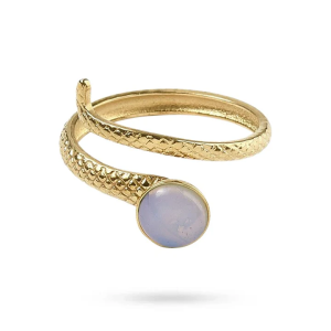 Bague Serpent Dorée – Acier Inoxydable & Pierre Naturelle Opale