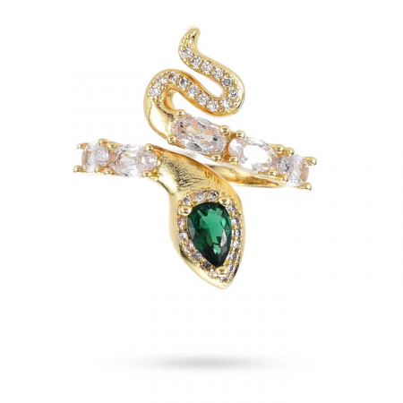 Bague Serpent Réglable - Plaqué Or Zirconiums