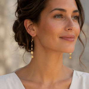 Boucles d’Oreilles Acier Citrine Étoile