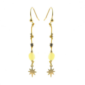 Boucles d’Oreilles Acier Citrine Étoile