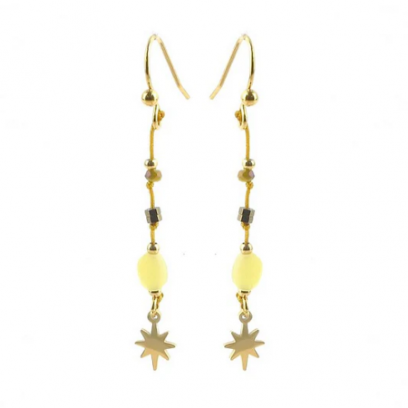 Boucles d’Oreilles Acier Citrine Étoile